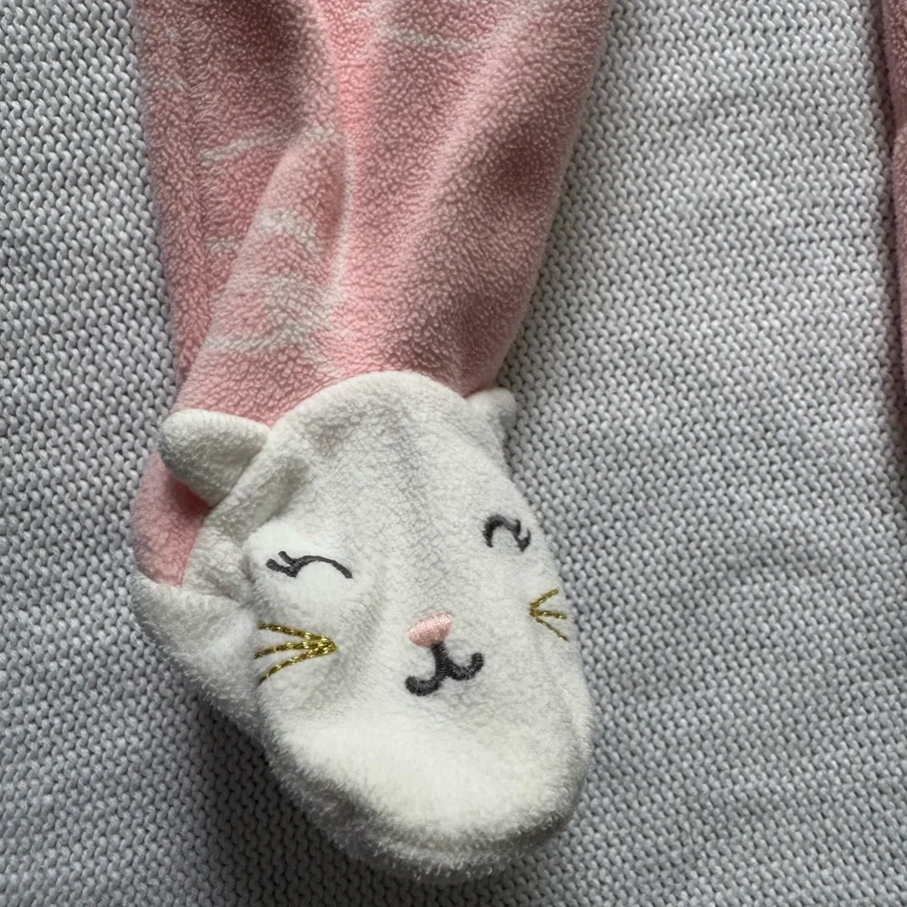 Cozy Pink Cat Fleece Kids One Piece Carters Pajama 9 months - Picture 8 of 8